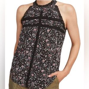 Maeve sleeveless black floral top